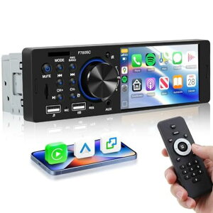 Hodozzy 1DIN �J�[�X�e���I Bluetooth�Ή� CarPlay/Android Auto �T�|�[�g�J�[�I�[�f�B�I4�C���`�^�b�`�X�N���[�� MP5�v���[���[ FM/RDS/�f���A��USB/TF/AUX/�}���[�d�@�\�t �z�C�[���R���g���[���Ή�