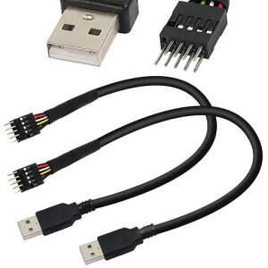 Xiatiaosann2パック9ピンUSBIDCマザーボードオスヘッダー-シングルUSB2.0タイプAオスケーブルエクステンダーアダプターコンバーターケーブル7.8インチ(20cm)