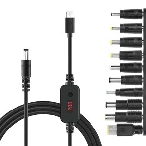 SensaBlissUSBTypeCPD�P�[�u��1.2m�ϊ��v���O�t��5.5x2.5mmLED�\�������\�d��5V-9V-12V-15V-20V�}���[�dType-CtoDC�A�_�v�^�[�P�[�u���d���R�l�N�^�[�d��60w