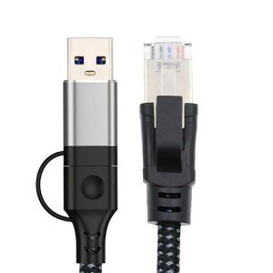 XiwaiUSBType-A&Type-CUSB-C�R���{URJ45�I�X�R�[�h���ڐڑ��C�[�T�l�b�g�P�[�u��1000Mbps�M�K�r�b�gLAN�l�b�g���[�N