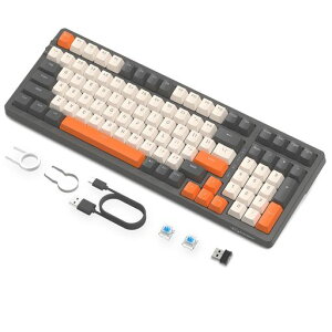 ZIYOULANGK8�Q�[�~���O�L�[�{�[�h���C�����X���J�j�J���L�[�{�[�h100�L�[���e���L�[�z�b�g�X���b�v�Ή��K�X�P�b�g�}�E���g�J�X�^��RGB�o�b�N���C�g2.4Ghz/Bluetooth5.0/Type-C�L��