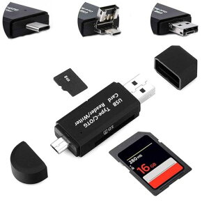 YFFSFDCyType-C/Microusb/USB3in1USB2.0zSDJ[h[_[}`OTGSD/MicroSDJ[hΉType-C/MicroUSBڑRpNgEyʁE@\Ap\R/^ub