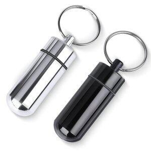 Opretピルケース携帯2個入りニトロケース薬入れ耳栓ケースコンパクト防水アルミ合金製キーリング付き