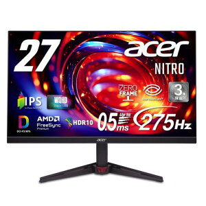 AcerNitro27�C���`WQHDIPS�����275Hz0.5ms(GTG)AMDFreeSyncPremium10��7000���FDCI-P390%HDR10�u���[���C�g�V�[���hHDMI2.1DisplayPort