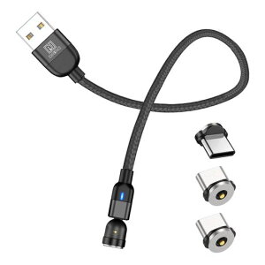 DAIADUSB-AtoType-C�[�d�P�[�u��0.3m�}�O�l�b�g��1PIN�[�d��p���E��LED�t���h�o�L���b�v��U��360�x��]L���i�C�����ґgUSB-C�[�q3�Z�b�g�u���b�N