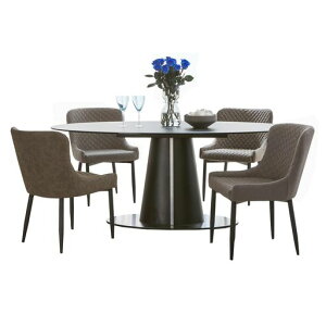 アルファタカバ楕円テーブルダイニング180幅180ダイニングテーブル楕円形4人セラミック天板ダイニングテーブルセット4人用ダイニングテーブル大理石風4人オーウェンテーブル+イス(グレ…