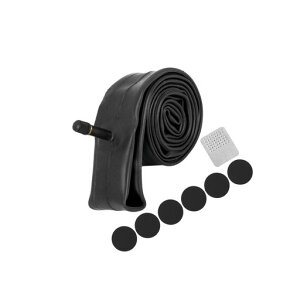 BULLSPANN自転車チューブタイヤバイクチューブタイヤ修理キットブラックゴム60.9cmx4.5cm-5.4cmバルブ長32mm金属クリーニング付き6ラウンドパッチ付き自転車用交換品