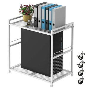 サイドワゴンパソコンラックパソコンワゴンスチールラック2段プリンター台サイドテーブルデスクサイドワゴンキャスター付きオープンラックデスク下収納キッチンラック収納棚すき間…
