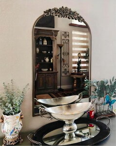 Artloge壁掛け鏡ウォールミラーおしゃれバスルーム洗面所壁掛けミラー化粧鏡リビング玄関トイレ割れない浴室鏡60*90cmアーチ型姿見卓上