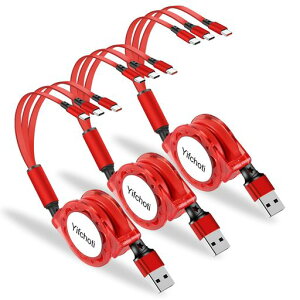 3Pack3in1MultiUSB-CRetractableChargerCableandDataTransfer3AMultipleChargingCordAdapterwithTypeCPort