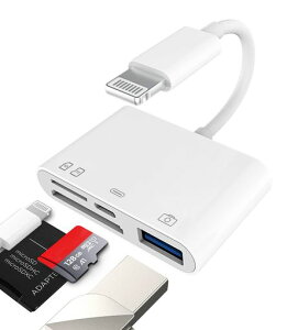 LightningUSBϊA_v^[ΉiPhoneSDJ[h[_[(4in1)CgjOUSB3.0MicroSDSD[dANZT[AbvJUSB-A}CNsdTFOTGʐ^obNAbv