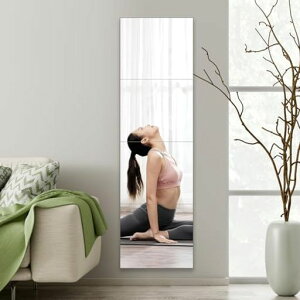 Lyzone割れない全身鏡姿見鏡アクリルミラー壁掛け軽量飛散防止穴あけ不要どこでも貼れる浴室玄関リビングクローゼット用便利貼る鏡(130x30cm4枚セット直角)