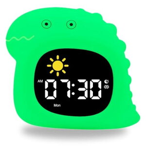 子供用目覚まし時計かわいいシリコンナイトライトベッドサイドランプ9色変換可能タッチ操作内蔵睡眠サウンドUSB充電式授乳ライト寝室用ルームライトクリスマス&誕生日プレゼント(恐竜)