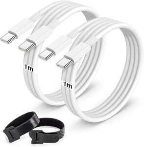 TypeC�P�[�u��2�{�Z�b�gPD�Ή�60W�}���[�d���ϋvUSB-C&USB-C�[�d�P�[�u���f�[�^�]���Ή��f���h�~�f���o�͑Ή��Ή�iPhone16/15Pro/Plus/ProMax�A�Ή�MacBook