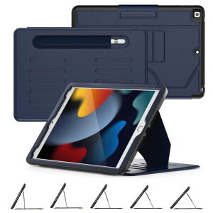 Timecity�Ή��P�[�XiPad9/8/7����P�[�X10.2�C���`(2021/2020/2019)�ϏՌ�5�i�K���u�����߃X���[�v/�E�F�C�N�@�\TPU�f��PU���U�[�J�[�h���[�y�����[�����͕ی�J�o�[�Ή�ipad