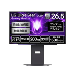 LG �L�@EL �Q�[�~���O ���j�^�[ 27GX700A-B 26.5�C���`/WQHD@280Hz/�^���f��OLED/0.03ms/HDR TB500