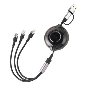 ELUTENG3in1100W�[�d�P�[�u�������P�[�u���t���b�g�f�U�C�������P�[�X�L�k���}���[�d�P�[�u�����C�g�j���O/TypeC/�}�C�N��USB�R�[�h3�䓯���[�d1.1m�u���b�NiPhone161514GalaxyS25