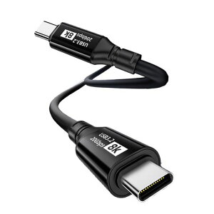 TypeC�P�[�u��0.25MUSBCtoC�P�[�u��USB3.2Gen2(20Gbps)100WPD�}���[�d8K/60Hz�Ή�