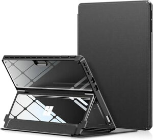 Surface Pro11 Pro10 Pro9 �P�[�X ���� �N���A �蒠�^ ���p�������\�� �S�ʕی�^ �ČR�K�i �ϏՌ� �y�� ���^ Type�J�o�[�L�[�{�[�h�Ƃ̌݊��� �X�^���h�ی�@�\�t�� �T�[�t�F�X�v��11 �v��10 �v�c