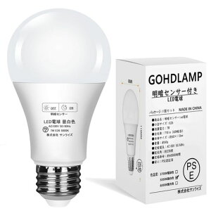 GOHDLAMP ���ÃZ���T�[LED�d�� E26���� 60W���� ���Ód�� led�d�� �Â��Ȃ�Ǝ����_�����C�g ��铔 ������ ��Ԏ����_�� �h�Ɠ� ���O �L�� �������C�g (7W�����F�]1����)