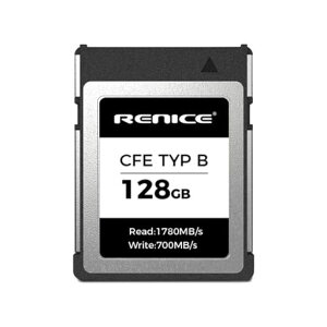 RENICECFexpressTypeB128GB�����\�������[�J�[�h�ő�ǂݏo��1780MB/s�ő发������700MB/sPCIeGen3.0x2NVMe1.3�������d��4K/6K�^��Ή�forEOSR3R5R5C