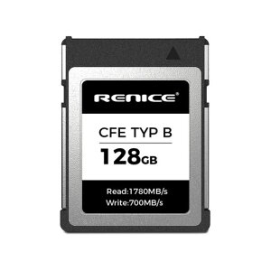 RENICECFexpressTypeB128GB�����\�������[�J�[�h�ő�ǂݏo��1780MB/s�ő发������700MB/sPCIeGen3.0x2NVMe1.3�������d��4K/6K�^��Ή�forEOSR3R5R5C