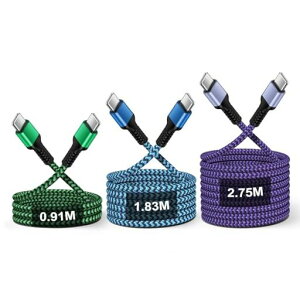 Bioonistype-c�P�[�u������2.7m+1.8m+0.9m/3�{/3�F30W�}���[�d�^�C�vCiPhone16�[�d�P�[�u��USB-C�[�d�R�[�h�A�C�z��15�[�dforiPhone16/15�AMacBook