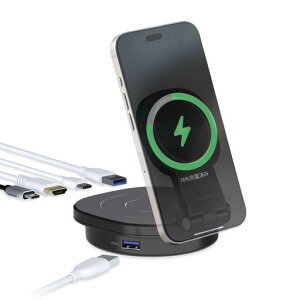 �G���R���h�b�L���O�X�e�[�V����USB-C4-in-1Qi2�X�^���h�tPD100W�X�}�[�g�t�H���[�d(15W)/Airpods�[�d(5W)PD�Ή�USB-Ax2USB-Cx1HDMIx1�u���b�NDST-Q041BPBK