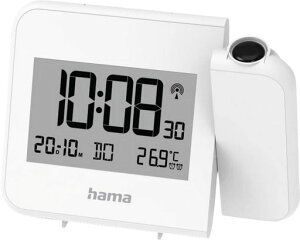 hamahCchHvarhProjectorAlarmClockDigitalRadio-ControlledAlarmClockWallorCeilingProjectionwhite