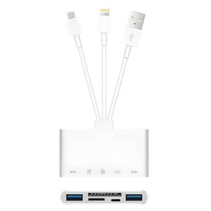 5in3iPhoneSDJ[h[_[yMFiFؐizLightning/TypeC/USBJJ[h[_[USB/SD/TFϊA_v^}[dݒsvOTG@\USB3.0o]