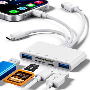 5in3 iPhone SD�J�[�h���[�_�[�yMFi�F�ؐ��i�zLightning/Type C/USB �J�����J�[�h���[�_�[ USB/SD/TF�ϊ��A�_�v�^ �}���[�d �ݒ�s�v OTG�@�\ USB3.0 �o���� �����]��