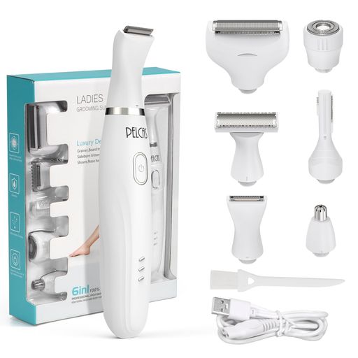 PELCAS 1台6役除毛器 VIO専用シェーバー 防水 ドライ剃り レディースシェーバー vio電気 女性 2025新型 鼻毛カッター 眉毛 多機能 ムダ毛処理 顔 脇 腕 すね毛 ビキニライン 水洗い可能 USB充電…