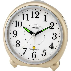 ランデックス(Landex)置き時計目覚まし時計アナログ常時点灯光センサー連続秒針電子音アラーム芳邦産業ゴールドサイレントゴールドYT5316