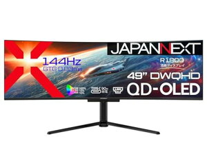 JAPANNEXT49�C���`�ʎq�h�b�g�L�@EL�p�l��(QD-OLED)����144Hz�Ή�DWQHD(5120x1440)�𑜓x���E���g�����C�h�p�ȃQ�[�~���O���j�^�[JN-QOLC49G144DQ-HSC9L0.03ms(GTG)HDMI