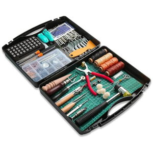 RMTIMEレザークラフト273点工具セットレザーツール革工具セット手縫い道具穴あけポンチ静音ヨーロッパ目打ちカッターマットカービング刻印セットレザー糸針手作り縫製キット収納バッグ…