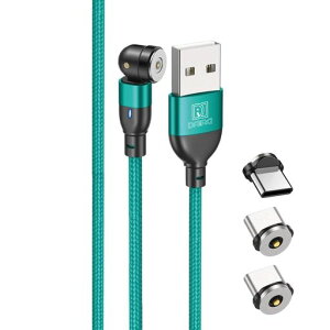 DAIADUSBAtoType-C�}�O�l�b�g���[�d�P�[�u��1PIN�[�d��p���E��LED�t���h�o�L���b�v��U��L��360�x��]�i�C�����ґg�[�q3�Z�b�g1m(�O���[��)