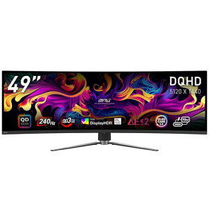 MSI�p��QD-�L�@EL�Q�[�~���O���j�^�[MPG491CQPXQD-OLED49�C���`/DQHD/QD-OLED�p�l��/240Hz/0.03ms(GTG)/�n�[�h�E�F�A�u���[���C�g�J�b�g/DisplayHDRTrueBlack