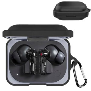 BOOLINNNothingEaraケース対応nothingeara液状シリコンナッシングイヤーaケースキズ防止耐衝撃装着充電可能防水防塵紛失防止カラビナ付きnothingearaカバー(ブラック)