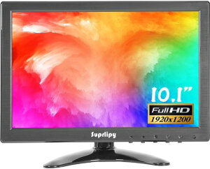 Suprlipy10インチFHD小型IPSモニターLCDディスプレイスクリーン1920x120060Hz16:10BNCVGAAV入力付き内蔵ラウドスピーカーCCTV防犯カメラDVRPCゲーム機用