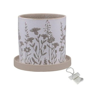 J-kitchensSelect花瓶陶器植木鉢野花デザインポットCベージュΦ13.5xH13cmオリジナルタグ付