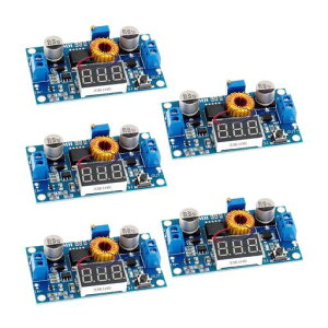 5PCS DC-DC 5A XL4015 75W Buck Converter 4-38V to 1.25-36V Step-Down Voltage Regulator High Power Module with LED Display