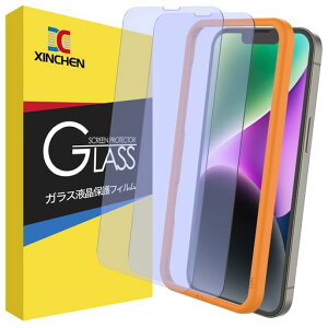 �y�u���[���C�g�J�b�g�zXINCHEN�K���X�t�B����iPhone14Plus/iPhone13ProMax�p�S�ʕی�t�B�����ڂ̔��y�����͂�ی�K�C�h�g�t�������z��(6.7�C���`�A�C�t�H��14Plus/13Pro