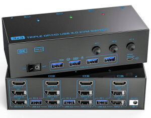 ANXQQ3���j�^�[�R���s���[�^KVM�X�C�b�`�A8K@60Hz4K@144HzHDMI+Displayport�ؑ֊�A�R�s�[/�g�����[�h���T�|�[�g�A4��USB