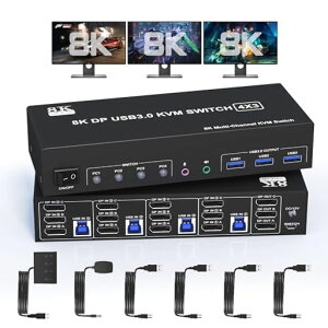 8K@60Hz4K@144HzDisplayPortKVMؑ֊3j^[4PCAUSB3.0gvj^[ؑ֊3j^3USB3.0|[gƃI[fBI}CNAL[{[hƃ}EXL4̃Rs[^pؑ֊