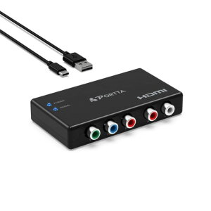 Portta �A�i���O �R���|�[�l���g RGB ���� to HDMI�o�� �ϊ� �R���o�[�^�[, 5 RCA YPbPr to HDMI Video Converter, RGB to HDMI Adapter, Compatible with PS2,