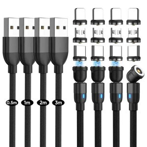 �}�O�l�b�g���[�d�P�[�u���^�C�vC540°��](4�{�p�b�N�A0.5m+1m+2m+3m)�i�C�����҂�USBC�P�[�u���A3in1�}�O�l�b�g���d�b�[�d�R�[�h�}�C�N��USB/�^�C�vC/iPruduct�f�o�C�X�p(�u���b�N)