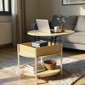 MTKOローテーブルテーブル一人暮らし昇降天板高さ調整大容量収納丸ちゃぶ台下部トレイ付き簡単開閉ファミリー向けリビング寝室ダイニングルーム収納付き