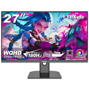 FYHXeleゲーミングモニター|モニター27インチQHD|FastIPS180Hz1msPCゲーミングモニター|HDR10100%sRGBモニター|ディスプレイDP1.4FreeSync低ブルーライト|