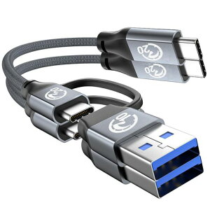 UseBean240WUSBC�P�[�u���y0.2M/2�{�Z�b�g�z2in1PD���}���[�dUSB3.2Gen220Gbps�f�[�^�]��4K@60Hz�f���o��TypeA+CtoTypeC�ϊ��P�[�u����{����iPhone16/15