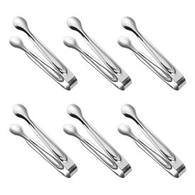 ADOFUNミニアイストング小さいシュガーグステンレス製氷用グお菓子食品トング多目的サービングトングキッチン小物料理に最適家庭用業務用食洗器対応6個セット